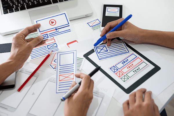 UX designer working on mobile interface design patent