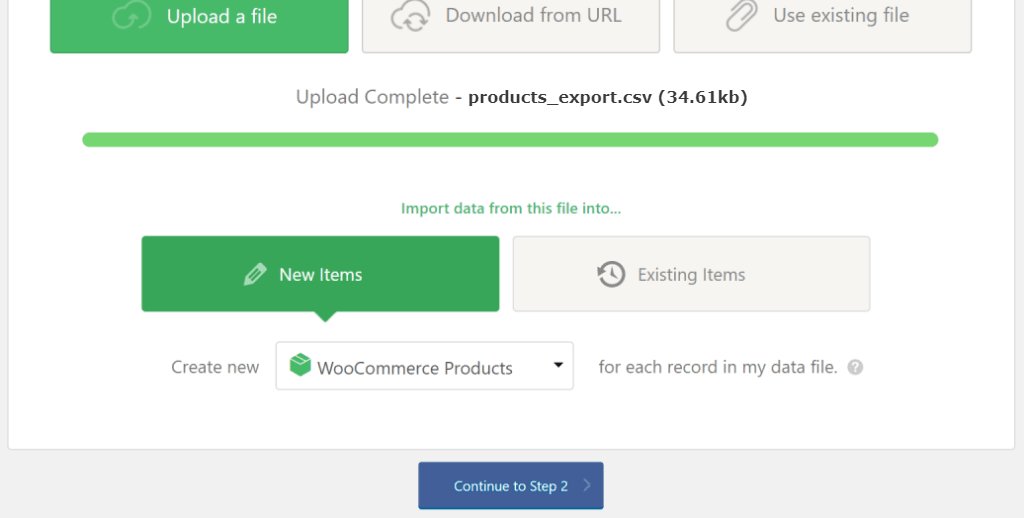 Upload your CSV file and continue with WP All Import